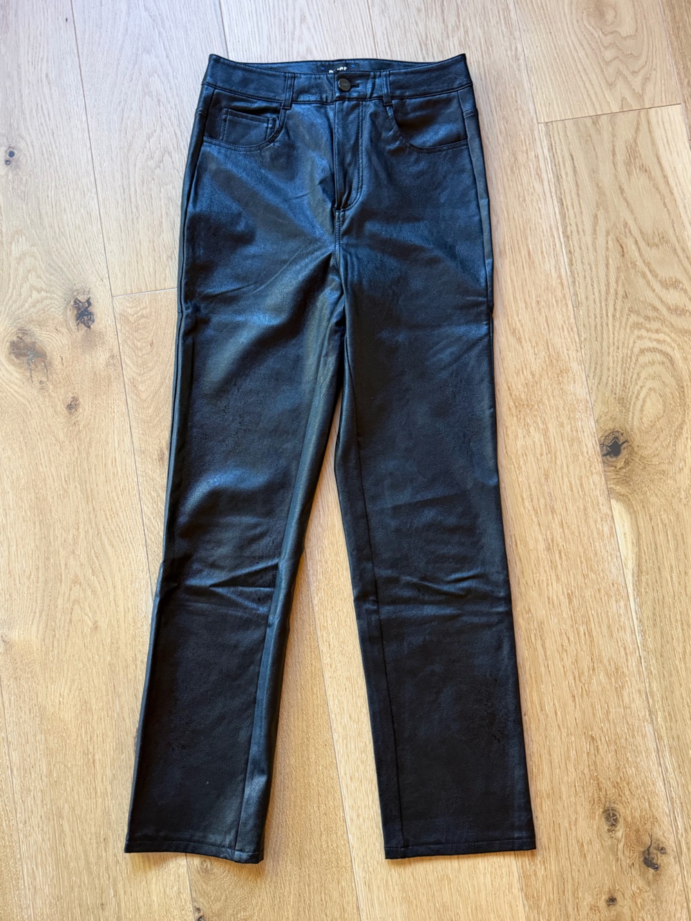Paige Straight-Leg Faux Leather Jeans in Black